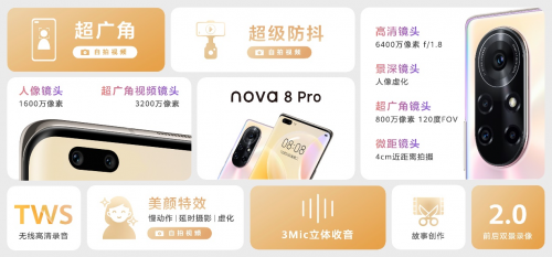前置满分视频表现 全新Vlog手机华为nova8 Pro登场