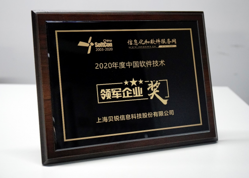 喜报频传！贝锐科技再获2020年度中国软件技术“领军企业奖”